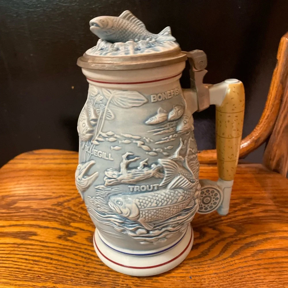 Avon Vintage Fresh Water Fishing Stein Handcrafted in Brazil, Numbered - Picture 4 of 6